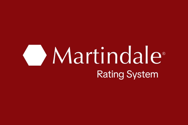 “Martindale Rating System” logo on a red background.