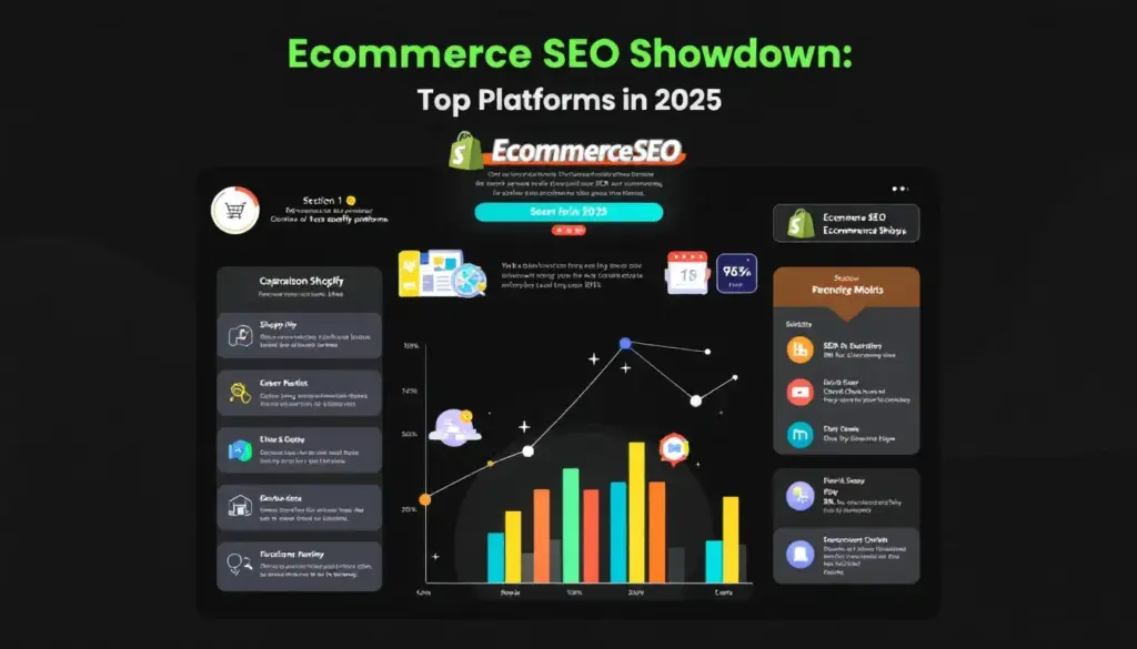 A comparison chart of top ecommerce platforms for SEO in 2025.