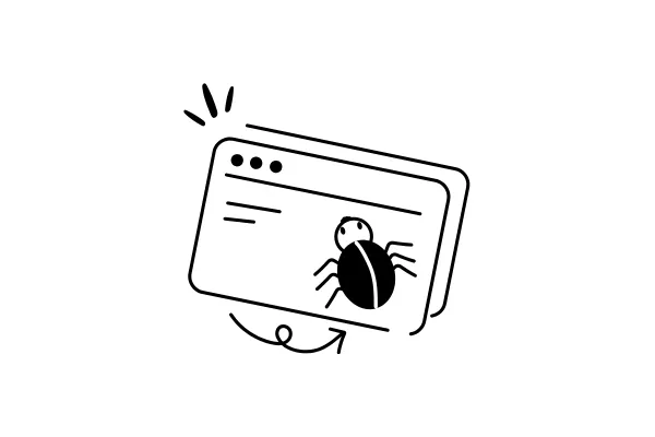 A web browser window with code brackets and a spider icon, symbolizing webpage optimization for crawling.