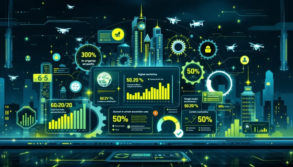 Content marketing strategies for SEO success, including various digital marketing tools.